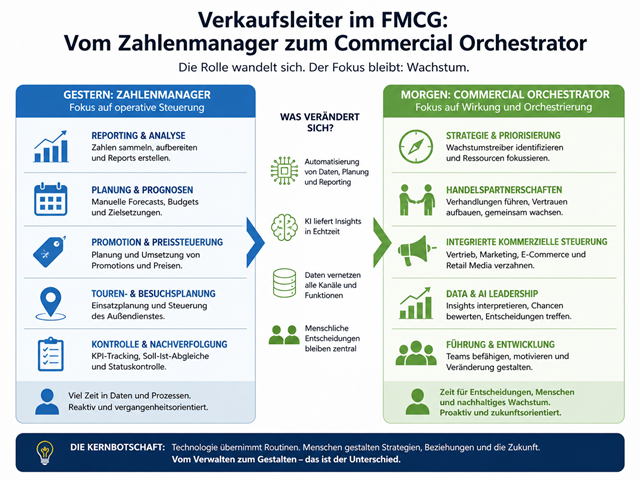 Verkaufsleiter 2030 im FMCG: Vom Zahlenmanager zum Commercial Orchestrator